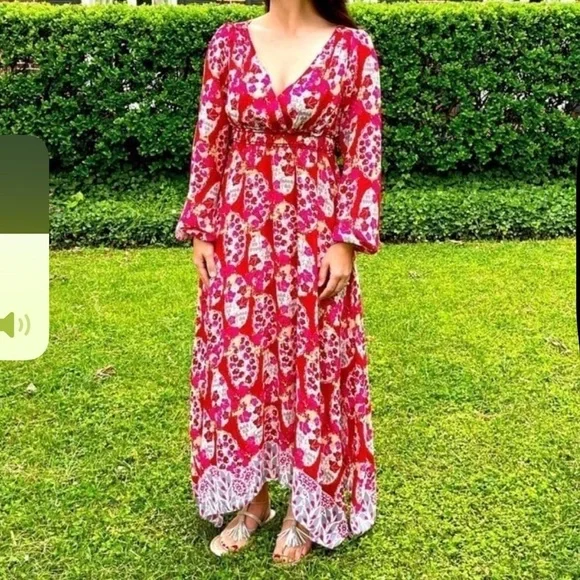 Chelsea and Violet Floral boho vacation Maxi Dress large - Picture 7 of 7